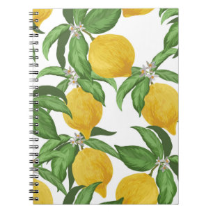 Lemon nahtlos Vintages Muster. Tropischer Obstbai Notizblock