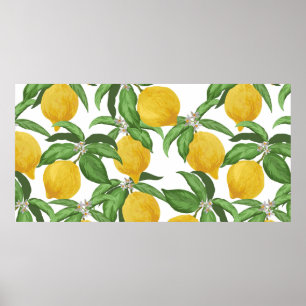 Lemon nahtlos Vintages Muster. Tropischer Obstbai Poster