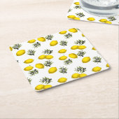 Lemon & Olive Botanische Art Muster Rechteckiger Pappuntersetzer (angewinkelt)
