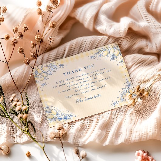 Lemon Olive Ciao Miss Bridal Shower Dankeskarte