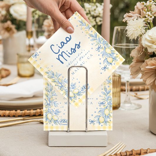Lemon Olive Ciao Miss Bridal Shower Serviette