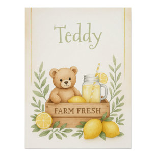 Lemon on Bear Kinderzimmer Wall Art Poster
