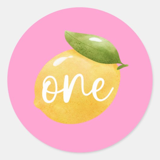 Lemon One 1. Geburtstag Runder Aufkleber (Vorderseite)