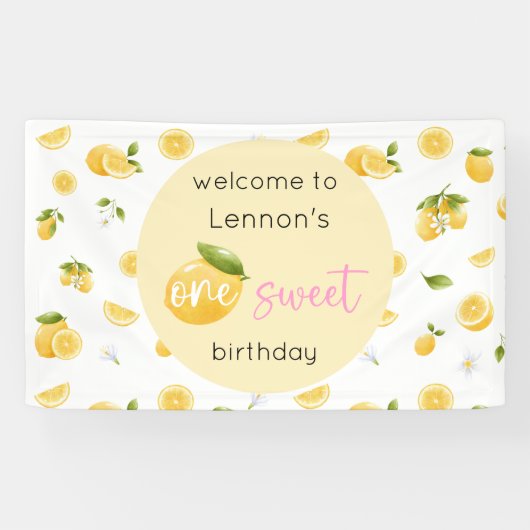 Lemon One Sweet 1. Geburtstag Banner (Horizontal)