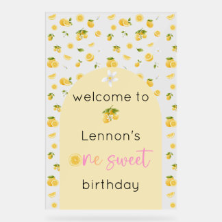 Lemon One Sweet Birthday Willkommen Acrylschild
