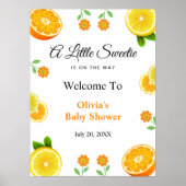 Lemon Orange Citrus Botanical Baby Dusche Willkomm Poster (Vorne)