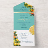 Lemon Orange Citrus Wedding All In One Einladung (Innen Boden)