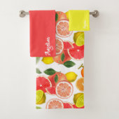 Lemon orange pink citrus Pattern name Badhandtuch Set (Insitu)
