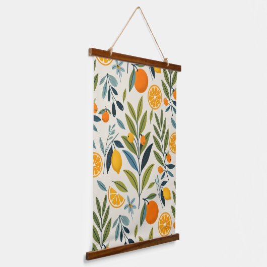 Lemon Orchard Dream Wandteppich Mit Holzrahmen (Gewinkelt)