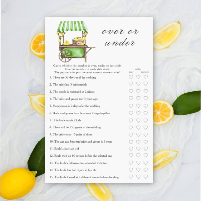 Lemon - Over or under bridal shower game (Von Creator hochgeladen)