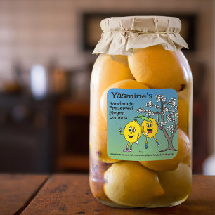 Lemon Pals Funny Cartoon behält Curd and More Quadratischer Aufkleber