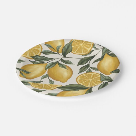 Lemon Party Teller Disposable Paper Teller (Schrägansicht)