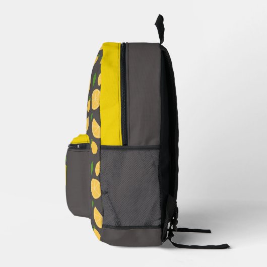 Lemon Pattern Brown Backpack Bedruckter Rucksack (Rechts)
