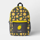 Lemon Pattern Brown Backpack Bedruckter Rucksack (Vorderseite)