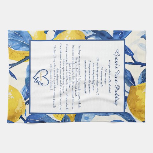 Lemon Pattern Family Recipe Keepsake Custom Geschirrtuch (Horizontal)