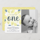 Lemon Pattern Foto 1. Geburtstag Party Einladung (Vorne/Hinten)