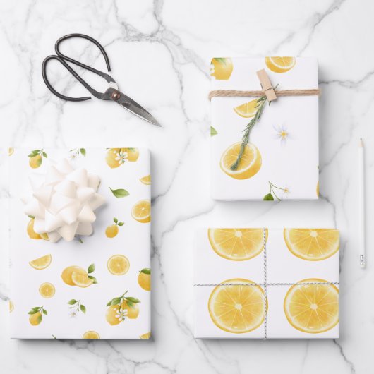 Lemon Pattern Geschenkpapier Set (Vorderseite)