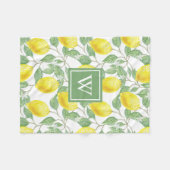 Lemon Pattern Green Monogram Fleecedecke (Vorderseite (Horizontal))