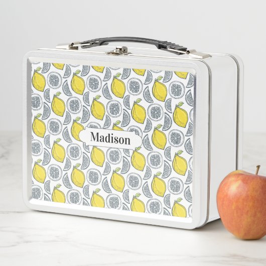 Lemon Pattern individuelle Name Lunch Box (Beispiel)