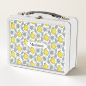 Lemon Pattern individuelle Name Lunch Box (Vorderseite)