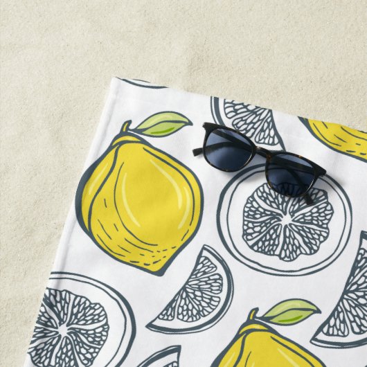Lemon Pattern individuelles, monogramm Strandtuch (Beispiel)