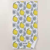 Lemon Pattern individuelles, monogramm Strandtuch (Vorderseite)
