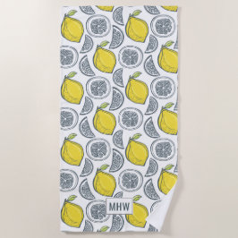 Lemon Pattern individuelles, monogramm Strandtuch