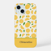 Lemon Pattern iPhone 15 Hülle (Rückseite)