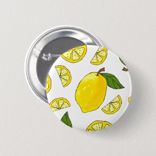 Lemon Pattern Kitchen Artwork Lemon Muster Frucht Button (Vorne & Hinten)