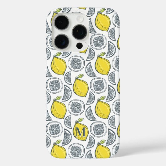 Lemon Pattern kundenspezifische Monogramm Telefong Case-Mate iPhone Hülle (Rückseite)