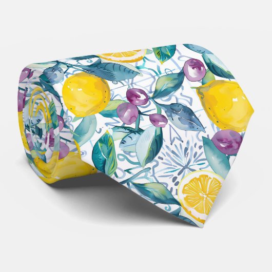 Lemon Pattern Men's Necktie  Krawatte (Gerollt)