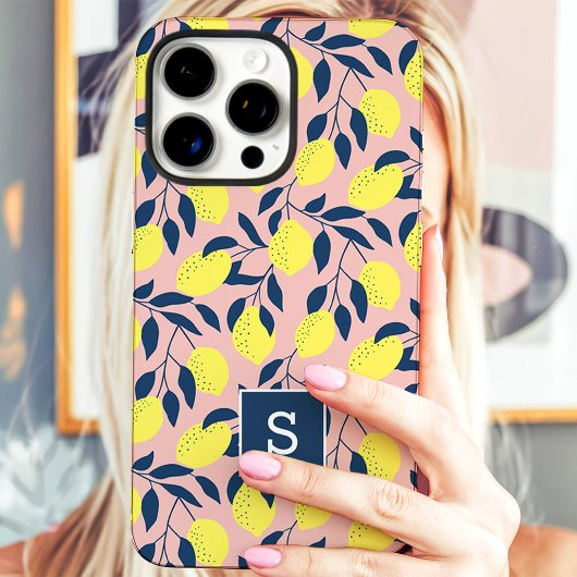 Lemon Pattern Monogram Case-Mate iPhone Hülle