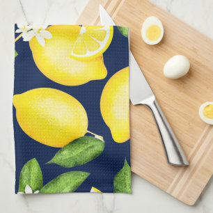 Lemon Pattern Navy Blue Geschirrtuch