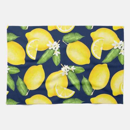 Lemon Pattern Navy Blue Geschirrtuch (Horizontal)