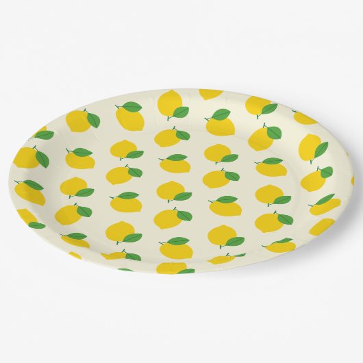 Lemon Pattern Pappteller (Schrägansicht)