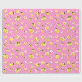 Lemon Pattern Pink Geschenkpapier (Flach)