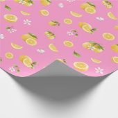 Lemon Pattern Pink Geschenkpapier (Ecke)