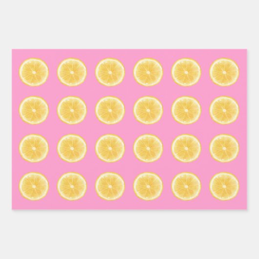 Lemon Pattern Pink Geschenkpapier Set (Vorderseite 3)