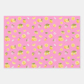 Lemon Pattern Pink Geschenkpapier Set (Vorderseite)