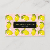 Lemon Pattern Polka Dot Blush Pink Business Card Visitenkarte (Vorderseite)