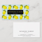 Lemon Pattern Polka Dot Pale Blue Business Card Visitenkarte (Vorne/Hinten)