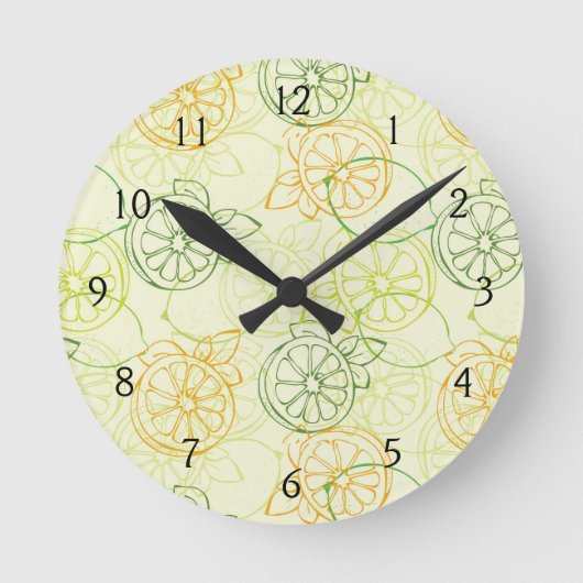 Lemon Pattern Runde Wanduhr (Vorderseite)