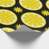 Lemon Pattern schwarzes Wrapping Paper Geschenkpapier (Ecke)