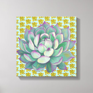Lemon Peach with aqua Succulent Leinwanddruck