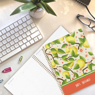 Lemon Personalisiert Name Floral Teacher Planer