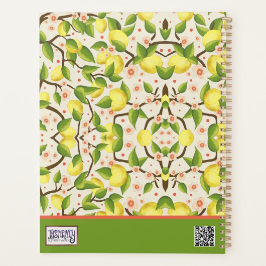 Lemon Personalisiert Name Floral Teacher Planer (Rückseite)