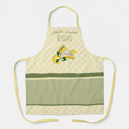Lemon Pie Dessert Karo und Streifen Schürze (Vorderseite)