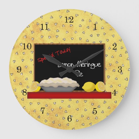 Lemon Pie Diner Wall Clock Große Wanduhr (Vorderseite)