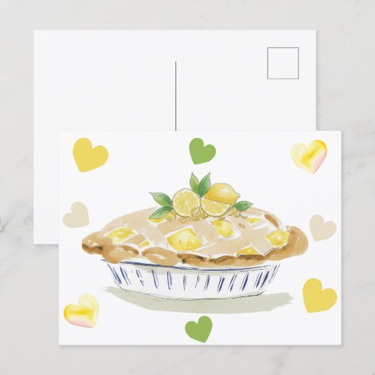 Lemon Pie Watercolor Postkarte (Vorne/Hinten)