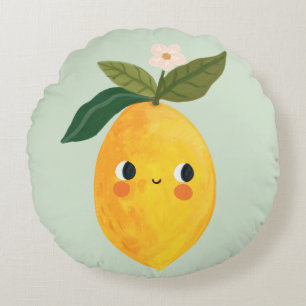 Lemon Pillow - Niedliches Fruit Kinderzimmer & Kid Rundes Kissen